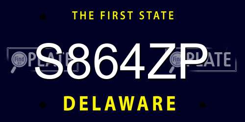 S864ZP Delaware License Plate