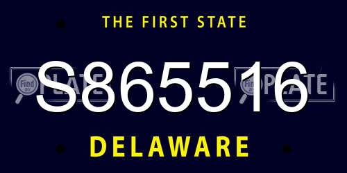 S865516 Delaware License Plate
