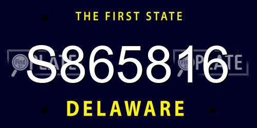 S865816 Delaware License Plate