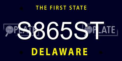 S865ST Delaware License Plate