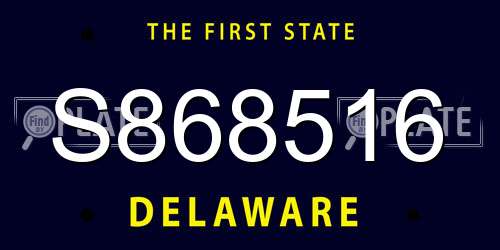 S868516 Delaware License Plate