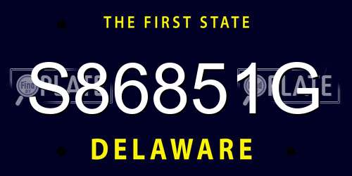 S86851G Delaware License Plate