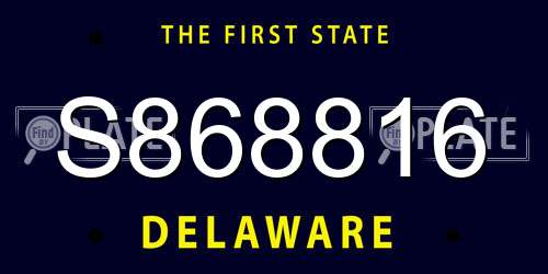 S868816 Delaware License Plate