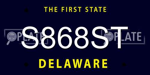 S868ST Delaware License Plate
