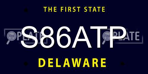 S86ATP Delaware License Plate