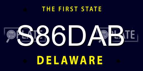 S86DAB Delaware License Plate