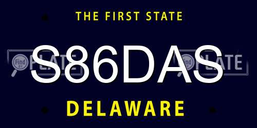 S86DAS Delaware License Plate