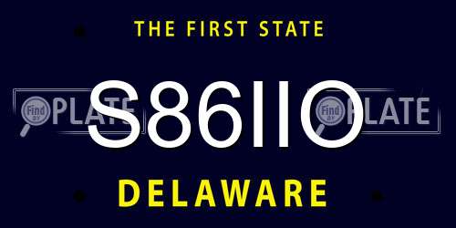 S86IIO Delaware License Plate
