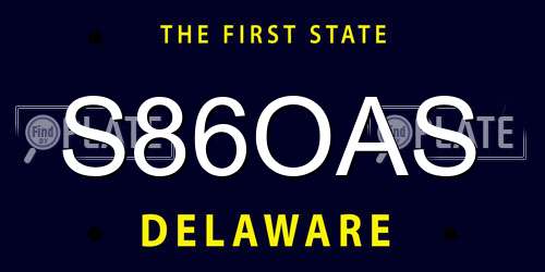 S86OAS Delaware License Plate