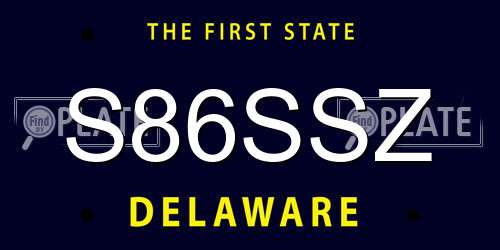 S86SSZ Delaware License Plate