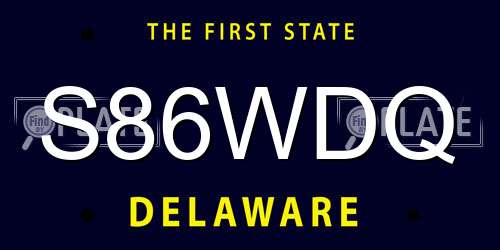 S86WDQ Delaware License Plate