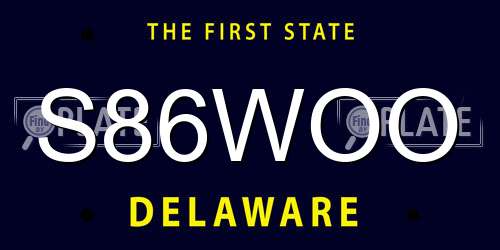 S86WOO Delaware License Plate