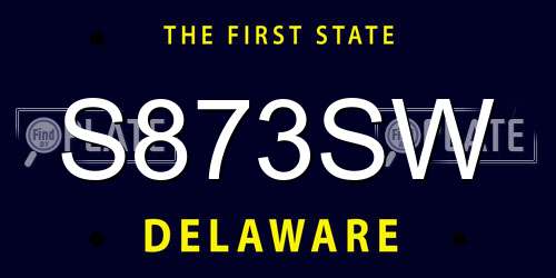 S873SW Delaware License Plate