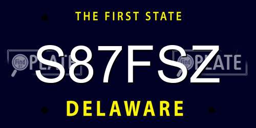 S87FSZ Delaware License Plate