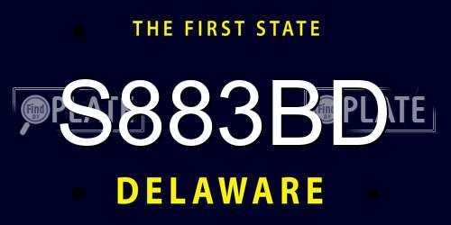 S883BD Delaware License Plate