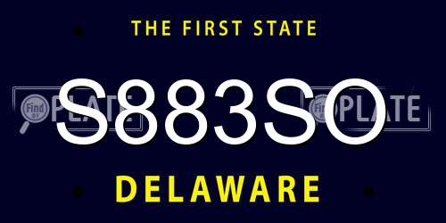 S883SO Delaware License Plate