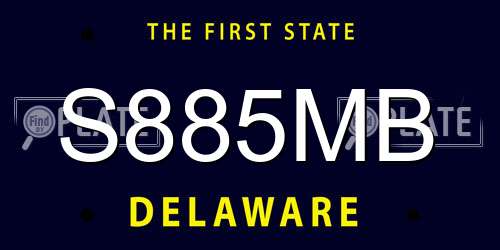 S885MB Delaware License Plate