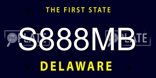 S888MB Delaware License Plate