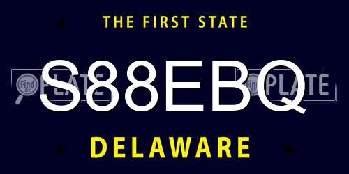 S88EBQ Delaware License Plate