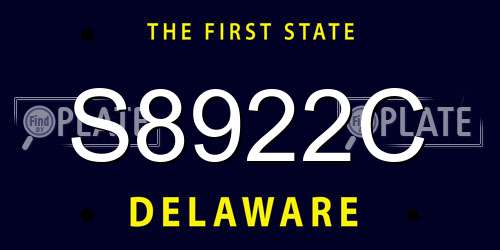 S8922C Delaware License Plate