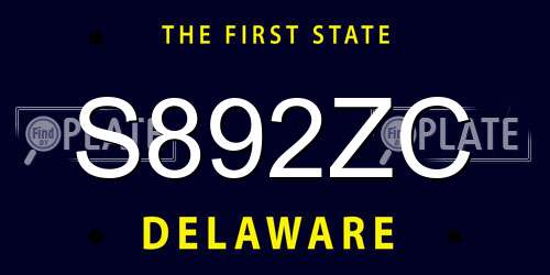 S892ZC Delaware License Plate