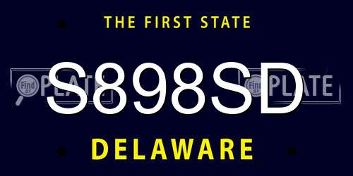 S898SD Delaware License Plate