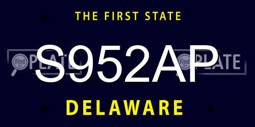 S952AP Delaware License Plate