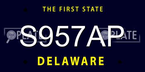 S957AP Delaware License Plate