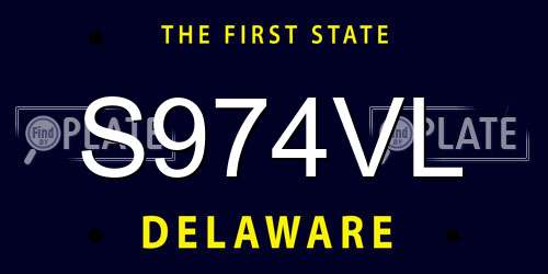 S974VL Delaware License Plate