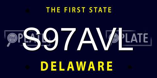 S97AVL Delaware License Plate