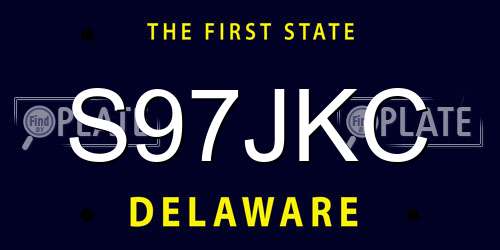 S97JKC Delaware License Plate