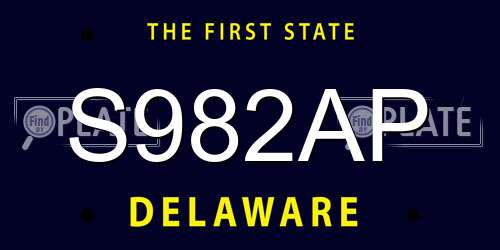 S982AP Delaware License Plate