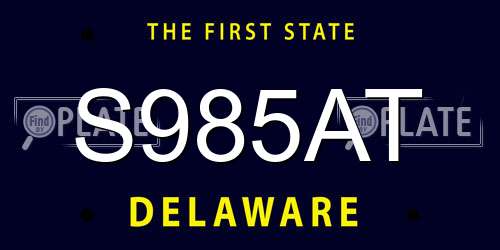 S985AT Delaware License Plate