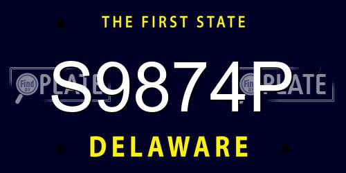 S9874P Delaware License Plate