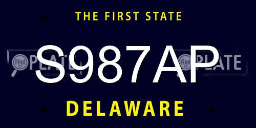 S987AP Delaware License Plate
