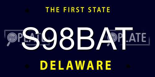 S98BAT Delaware License Plate