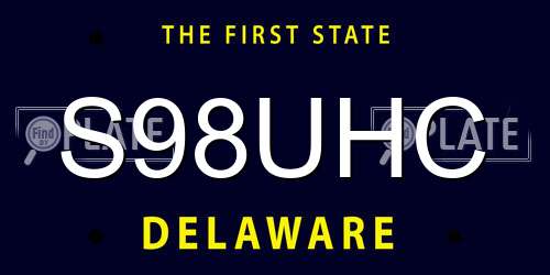 S98UHC Delaware License Plate