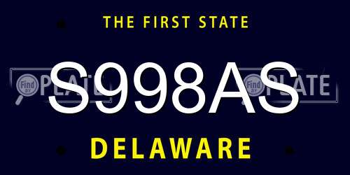 S998AS Delaware License Plate