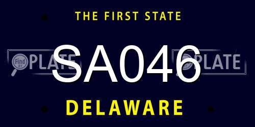 SA046 Delaware License Plate