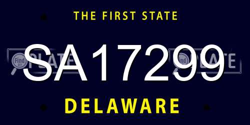 SA17299 Delaware License Plate