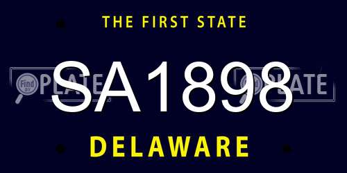 SA1898 Delaware License Plate