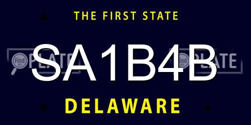 SA1B4B Delaware License Plate