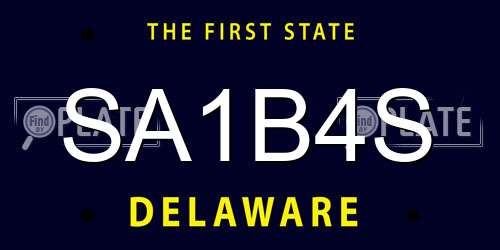 SA1B4S Delaware License Plate