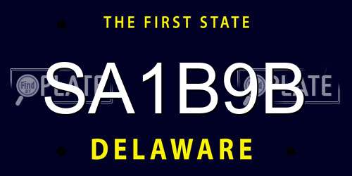 SA1B9B Delaware License Plate