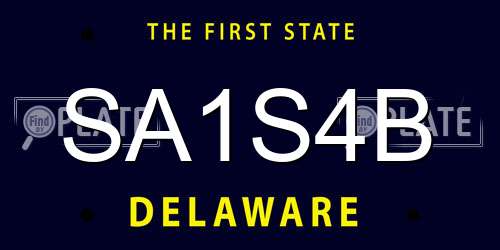 SA1S4B Delaware License Plate