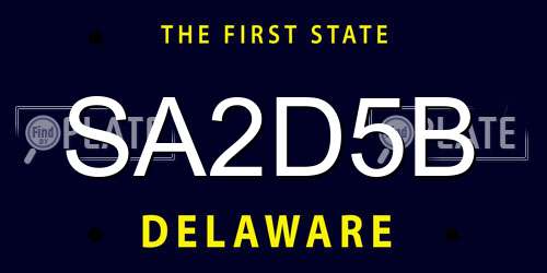 SA2D5B Delaware License Plate