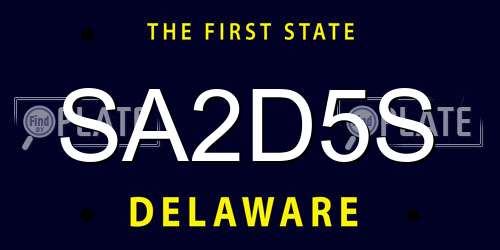 SA2D5S Delaware License Plate