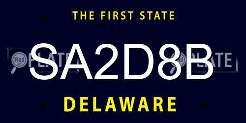 SA2D8B Delaware License Plate