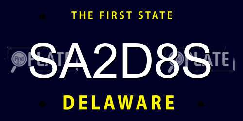 SA2D8S Delaware License Plate