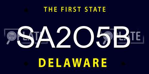 SA2O5B Delaware License Plate